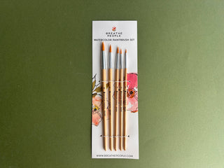 5-Piece Round Watercolor Brush Set, Full Range, Sizes 0-8