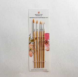 5-Piece Round Watercolor Brush Set, Full Range, Sizes 0-8