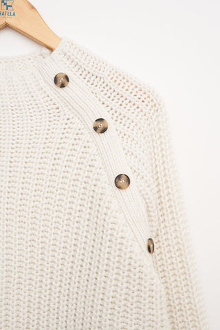 Oversized Mock Neck Button Sweater