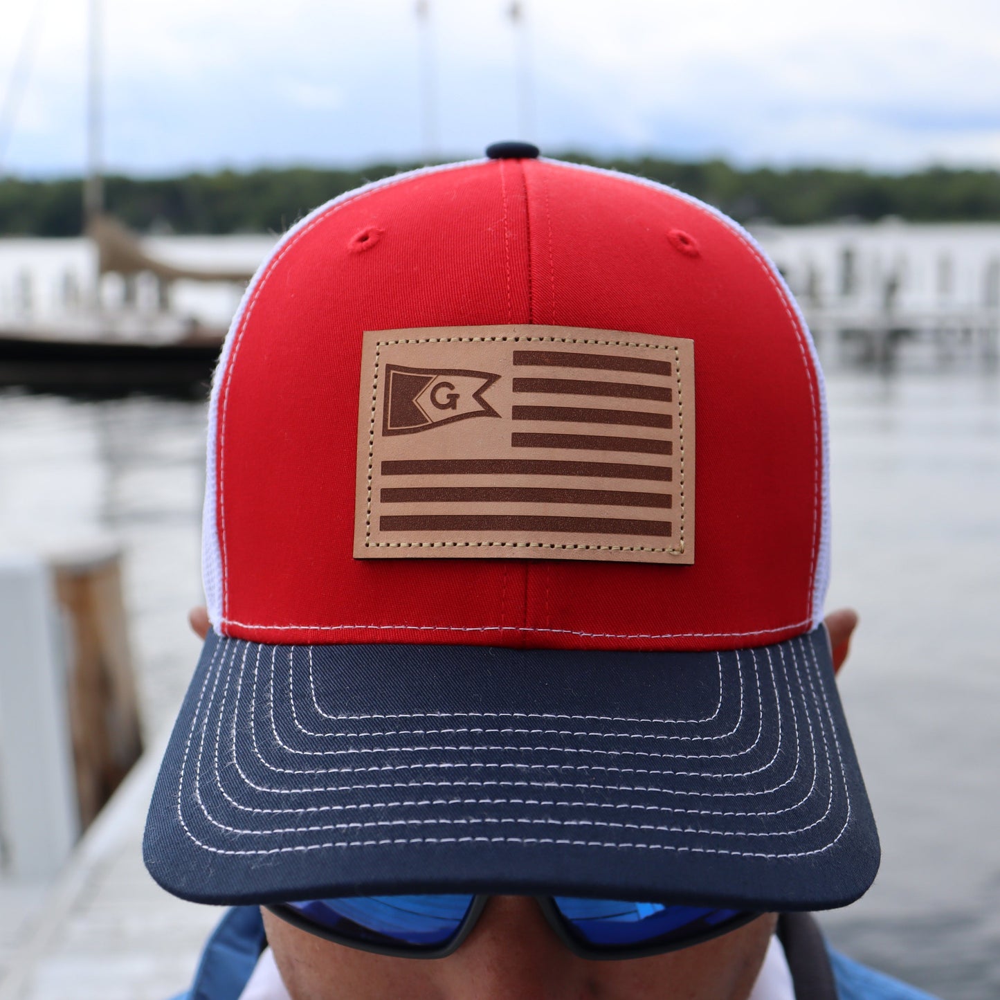 Leather Etched Gage US Flag Hat