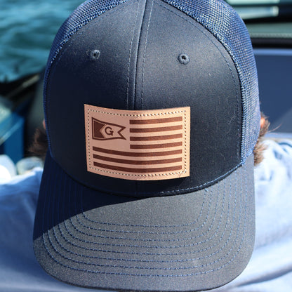 Leather Etched Gage US Flag Hat
