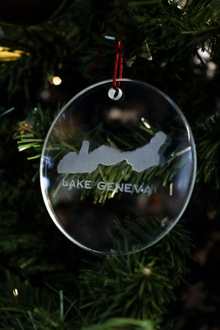 Lake Geneva Etched Glass Ornament