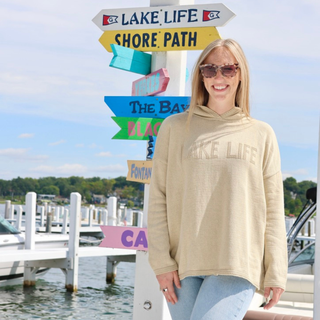 Embossed Hooded Lake Life Sweater