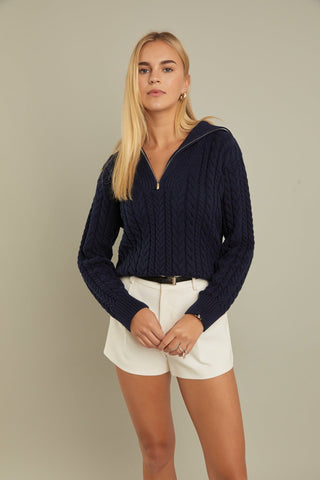 Zip Up Knit Top